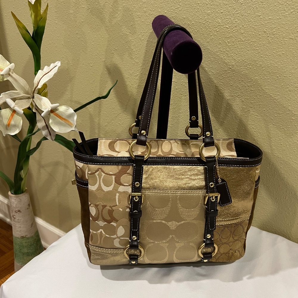 COACH Signature Multicolor Patchwork Tote/Shoulder Shopper Bag - Picture 2 of 16